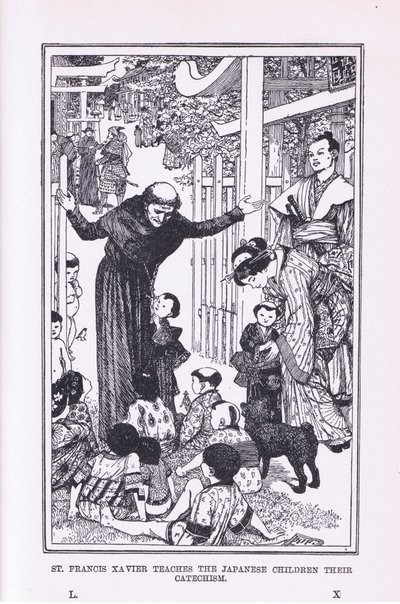 Saint François Xavier enseigne le catéchisme aux enfants japonais - Henry Justice Ford