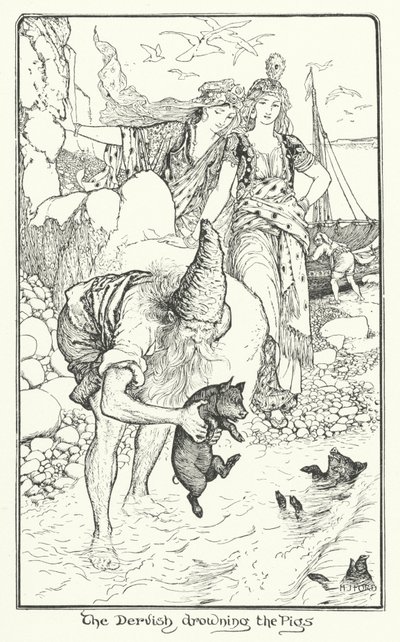 Le derviche noyant les cochons (gravure) - Henry Justice Ford