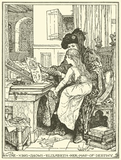 Le roi montre à Élisabeth sa carte du destin - Henry Justice Ford