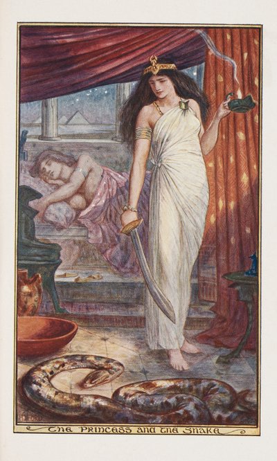 La princesse et le serpent, illustration du Livre des fées brunes par Andrew Laing, 1904 - Henry Justice Ford