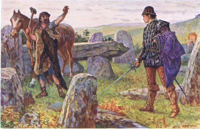 Tresilian confronte le maréchal mystérieux, illustration de Kenilworth, c.1910 - Henry Justice Ford