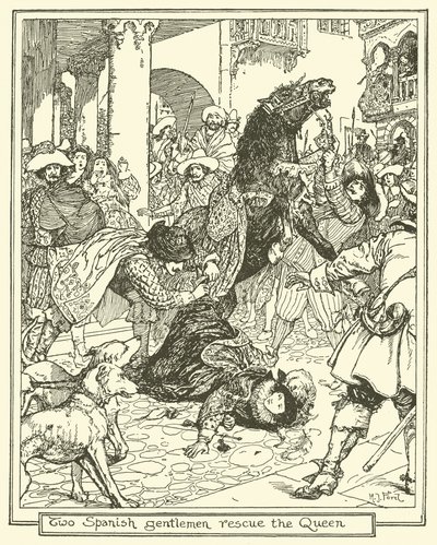 Deux gentilshommes espagnols sauvent la reine - Henry Justice Ford