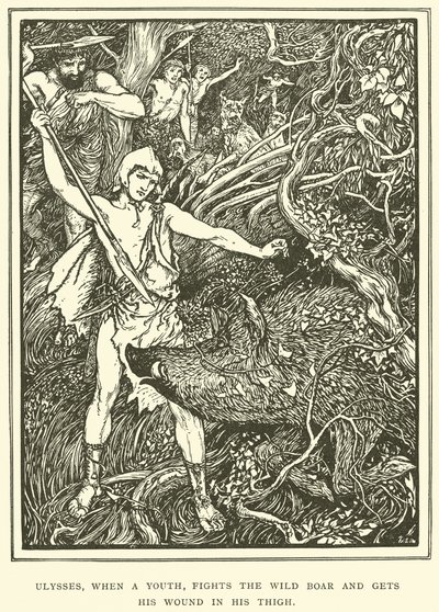 Ulysse, jeune, combat le sanglier et se blesse à la cuisse - Henry Justice Ford