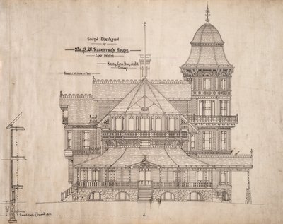 Maison pour M. S.W. Allerton, Lac Genève, Wisconsin : Élévation sud - Henry Lord Gay