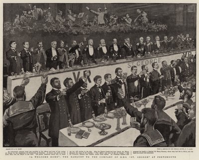 Un accueil chaleureux, le banquet de la compagnie de H M S St George à Portsmouth - Henry Marriott Paget