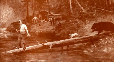 Ours approchant des pêcheurs dans les bois - Henry Marriott Paget