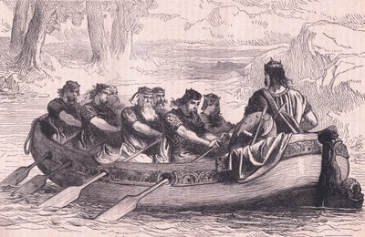 Edgar le Pacifique étant ramé sur la Dee par huit princes tributaires en 956 après J.-C. - Henry Marriott Paget