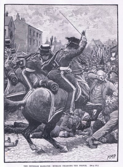 Le massacre de Peterloo : les hussards chargeant le peuple en 1819 - Henry Marriott Paget