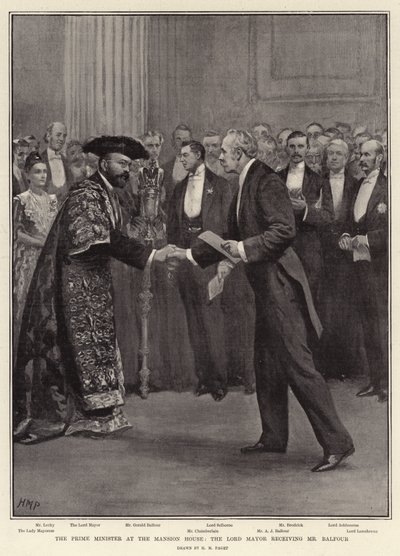 Le Premier ministre à Mansion House, le Lord Maire recevant M. Balfour - Henry Marriott Paget