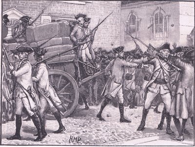 Troupes escortant le papier timbré à l
