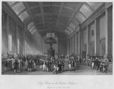 Grande Salle de la Douane. Paiement des Douanes, vers 1841 - Henry Melville