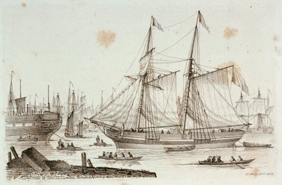 Croquis de navires dessinés et gravés par Henry Moses : carcasses à Sheerness - Henry Moses