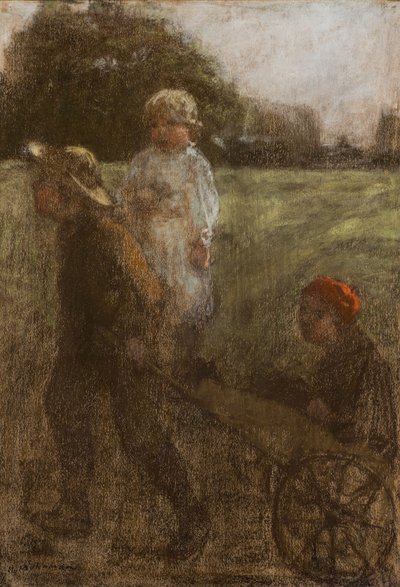 Enfants avec Brouette - Henry Muhrmann