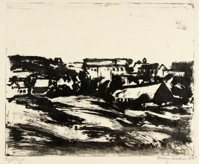 Paysage vallonné avec maisons - Henry Nielsen