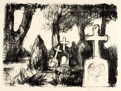 Cimetière avec trois pierres tombales - Henry Nielsen