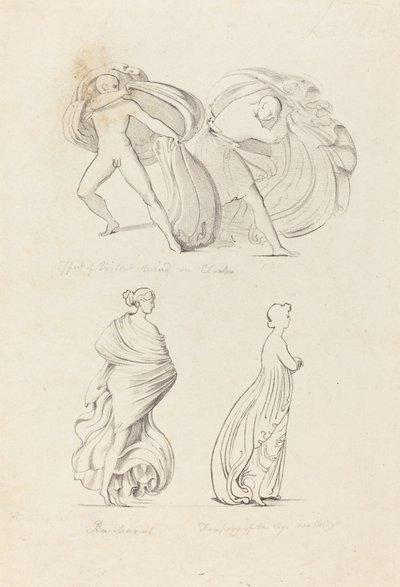 Draperie, trois figures, une bacchante et deux de la nature - Henry Noel Humphreys after John Flaxman