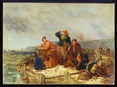 Pêcheurs sur un quai pendant une tempête - Henry Parker