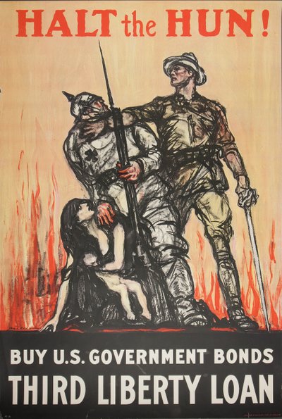 Arrêtez le Hun ! Achetez des obligations du gouvernement américain Troisième emprunt de la liberté - Henry Patrick Raleigh