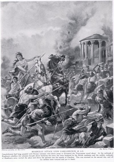 Attaque de Boadicée sur Camulodunum, illustration de 
