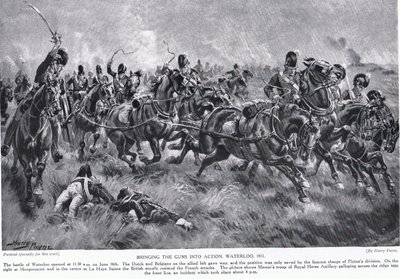 Mise en action des canons, Waterloo, illustration de 