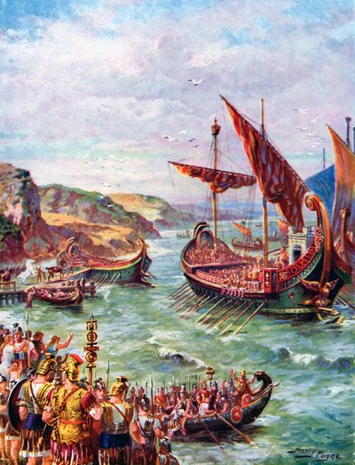 Départ des Romains de Grande-Bretagne après le sac de Rome en 410 après J.-C., vers 1920 - Henry Payne