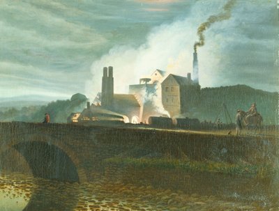 Paysage au clair de lune, peut-être des forges de Nantyglo, Monmouthshire - Henry Penry Williams