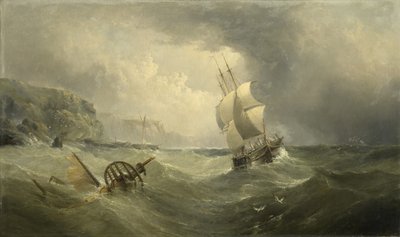 Navires au large dans une mer orageuse, 1874 - Henry Redmore