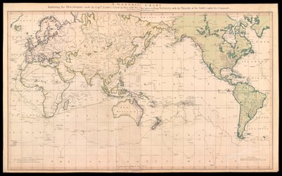 Carte générale présentant les découvertes faites par le capitaine James Cook lors de ce voyage et de ses deux précédents avec les routes des navires sous son commandement - Henry Roberts