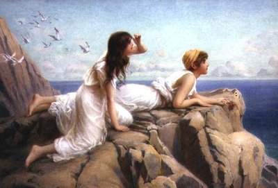 Sur les falaises - Henry Ryland