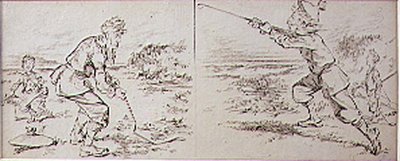 Le golfeur dérangé par une rafale de vent, illustration du magazine 