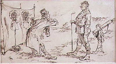 Le Golfeur dérangé par le Vendeur, illustration pour le magazine Graphic, pub. c.1870 - Henry Sandercock