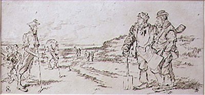 Les ouvriers de la route dérangés par les golfeurs, illustration du magazine 