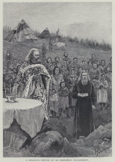 Un service religieux dans un campement Orozhanni - Henry Sandham