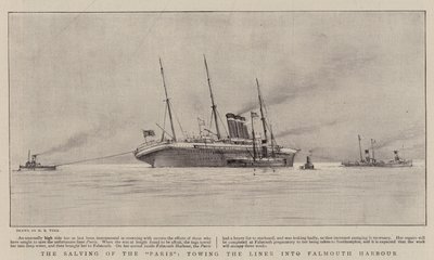 Le sauvetage du Paris, remorquant le paquebot dans le port de Falmouth - Henry Scott Tuke