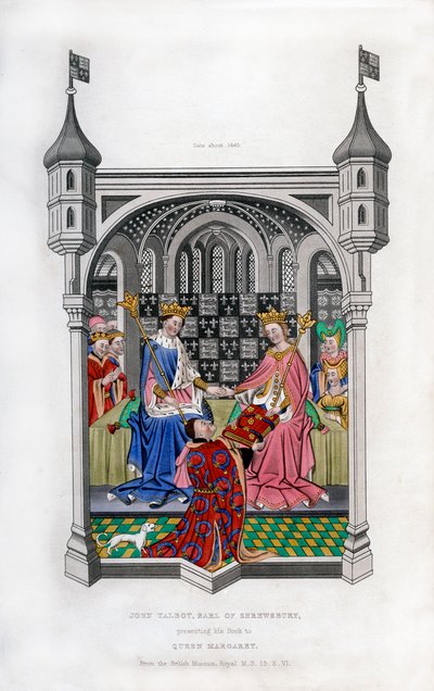 Le comte de Shrewsbury présentant son livre à la reine Marguerite, vers 1445, 1843 - Henry Shaw