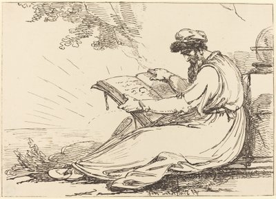 Oriental avec barbe, lisant un livre - Henry Singleton