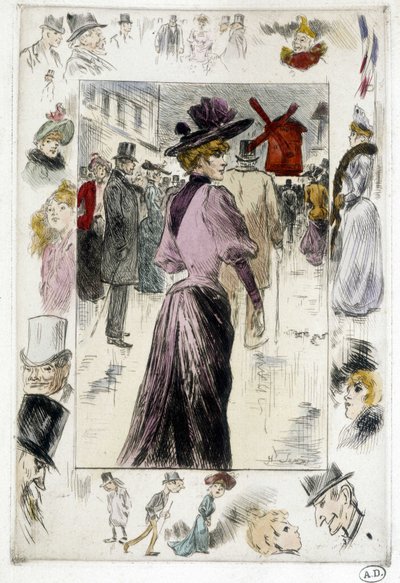 Femme devant le Moulin Rouge - Henry Somm