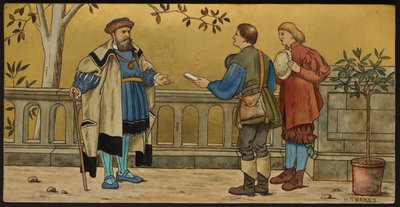La Justice, plaque illustrant une illustration des Sept Âges de Shakespeare - Henry Stacey after Marks