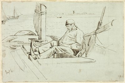 Homme assis dans un voilier - Henry Stacy Marks