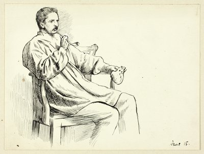 Homme assis fumant la pipe - Henry Stacy Marks