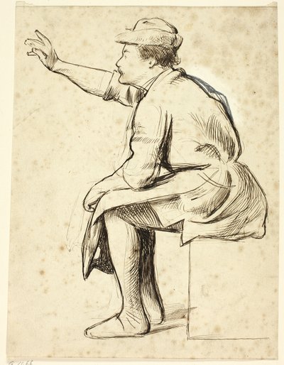 Homme assis avec le bras levé - Henry Stacy Marks