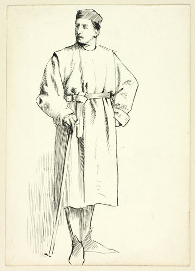 Homme debout tenant un bâton, main sur la hanche - Henry Stacy Marks