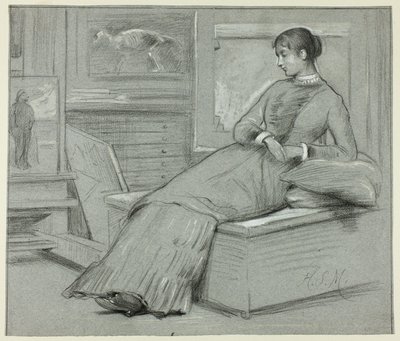 Femme se reposant sur une plate-forme - Henry Stacy Marks