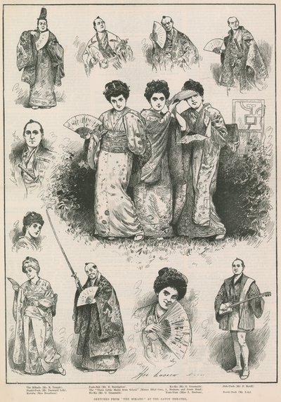 Croquis de The Mikado au Savoy Theatre - Henry Stephen Ludlow