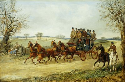 Un carrosse et quatre sur une route d