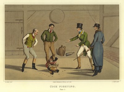 Combat de coqs (chromolithographie) - Henry Thomas Alken
