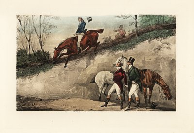 Gentleman anglais à cheval sautant d