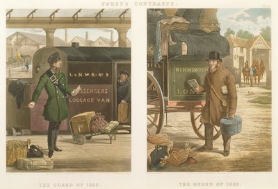 Les Contrastes de Fore : La Garde de 1832, La Garde de 1852, gravé par John Harris (1811-65) 1852 (aquatinte coloriée à la main) - Henry Thomas Alken