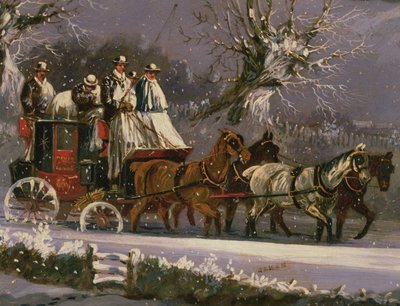 Diligence de Londres à Douvres dans la neige - Henry Thomas Alken