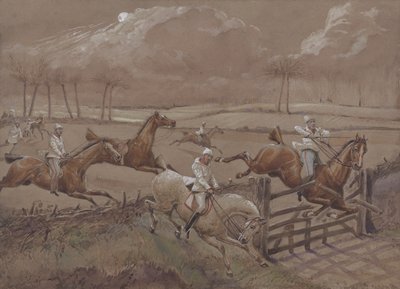 Le Dernier Champ près de Nacton Heath, planche 3, de The First Steeple Chase on Record, gravée par J. Harris, imprimée par Ackermann, Londres en 1839 - Henry Thomas Alken